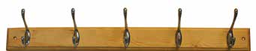 [005391] 5 Hook Brass - Beech Wood