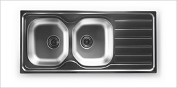 [002724] Sink 2 Bowl + 1 Drain 1160 x 500mm Satin