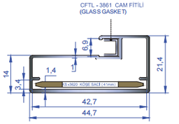 [001082] Al.Profile Glass Door PA3089 Anodized 3mt
