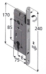 [001658] Bonaiti Mortice Lock Yale C22/50 Nickel