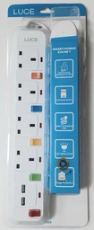 [000023] LUCE Extension Socket 6 Way SURGE - 5mt