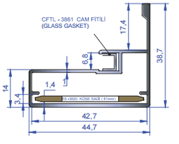 [001080] Al.Profile Glass Door Handle PA3090 Anodized 3mt KIT